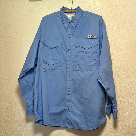 Columbia PFG Performance Fishing Gear Light Blue Men's Size M - Picture 1 of 12
